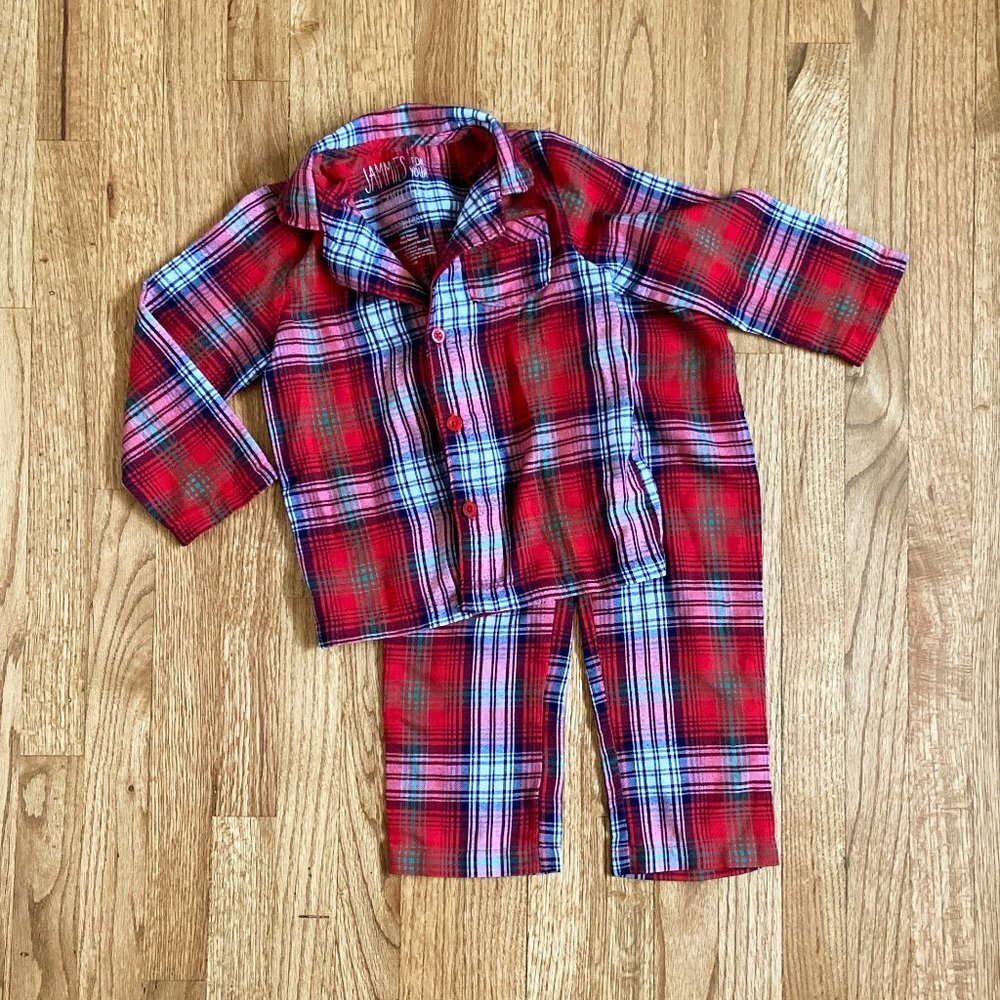 JAMMIES FOR YOUR FAMILIES | Plaid Toddler Button-Down Pajama Set